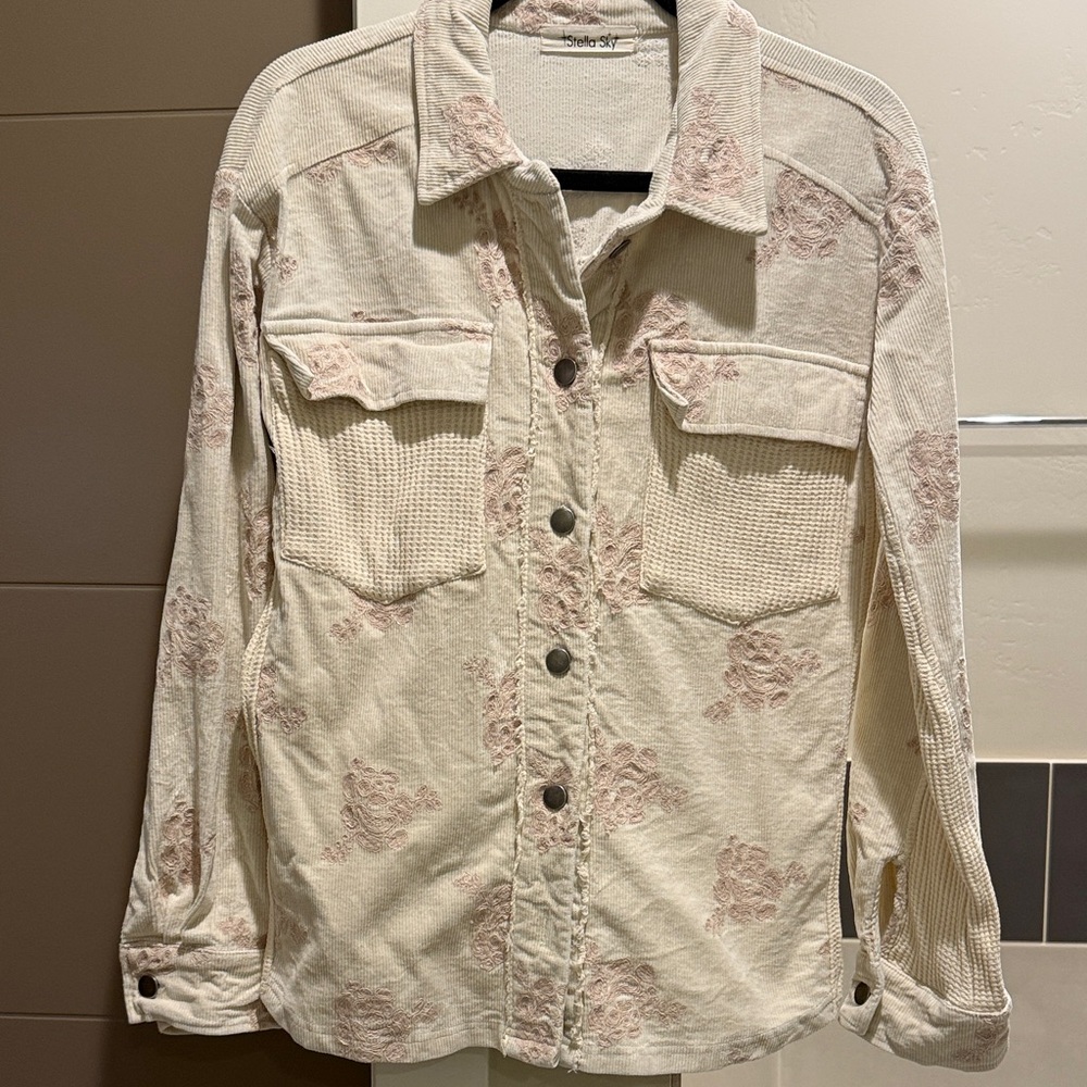 Women's Cream Button Down Corduroy Shirt